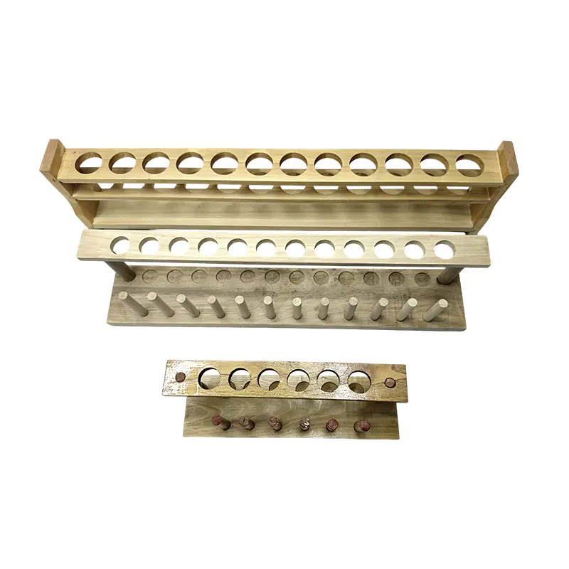 School chemistry laboratory equipment wood test tube rack